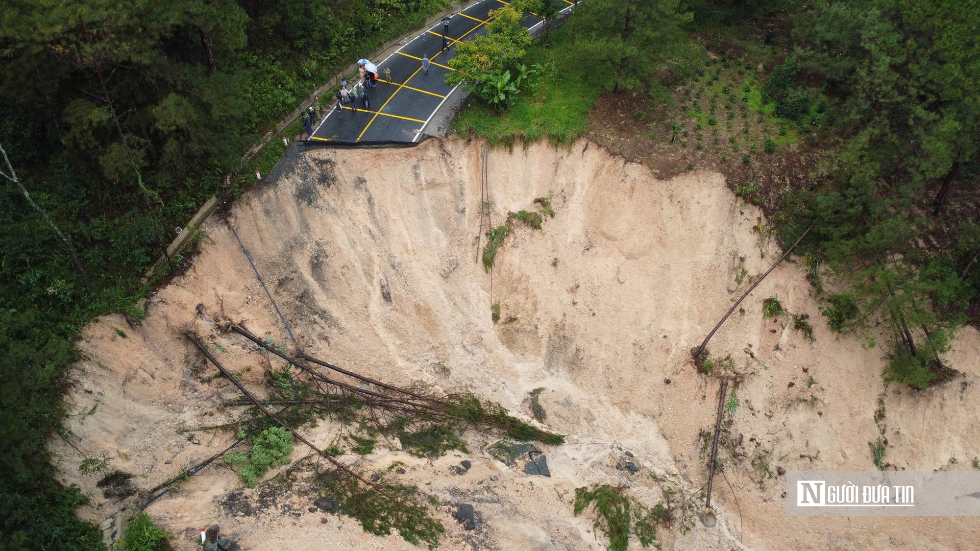 Cận cảnh đèo Mimosa Đà Lạt đứt gãy, sạt lở nghiêm trọng, giao thông chia cắt - Ảnh 8.