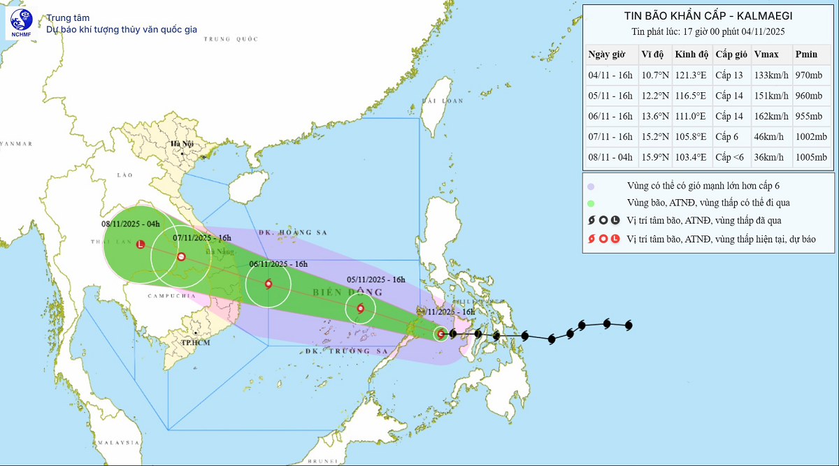 Bão Kalmaegi rất mạnh sóng cao 10m, hướng về nơi nào nước ta?- Ảnh 1.