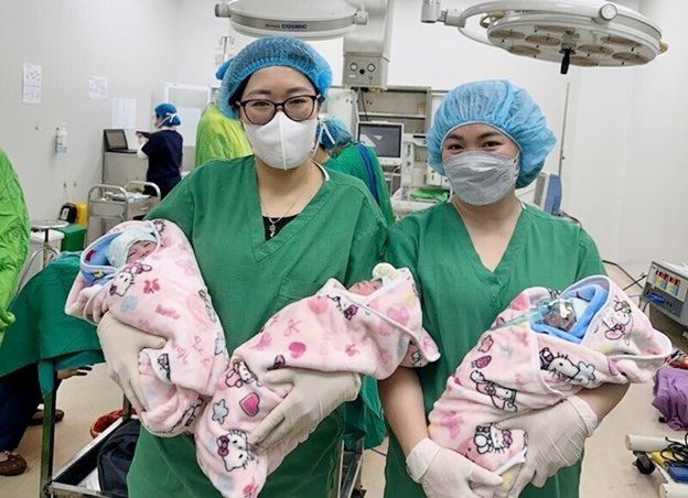 Ca sinh ba tự nhiên hiếm gặp chào đời ở Lạng Sơn - Ảnh 1.