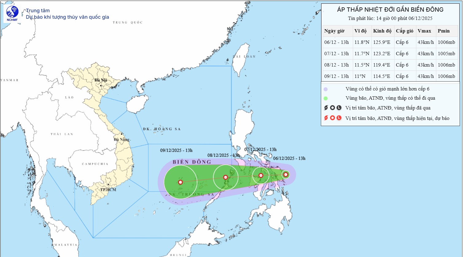 Xuất hiện áp thấp mới, dự báo đường đi 24 giờ tới - Ảnh 1.