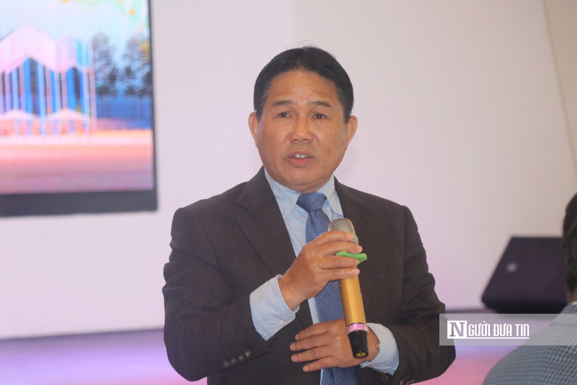 Lê Minh Thiện - Chủ tịch FPA Bình Định chủ trì tại họp báo. Ảnh: Thu Dịu Lê Minh Thiện - Chủ tịch FPA Bình Định chủ trì tại họp báo. Ảnh: Thu Dịu