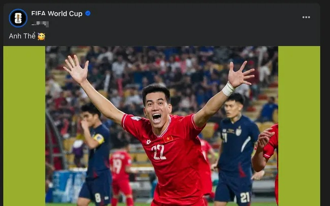 FIFA World Cup đã bất ngờ đăng tải hình ảnh Tiến Linh ăn mừng.