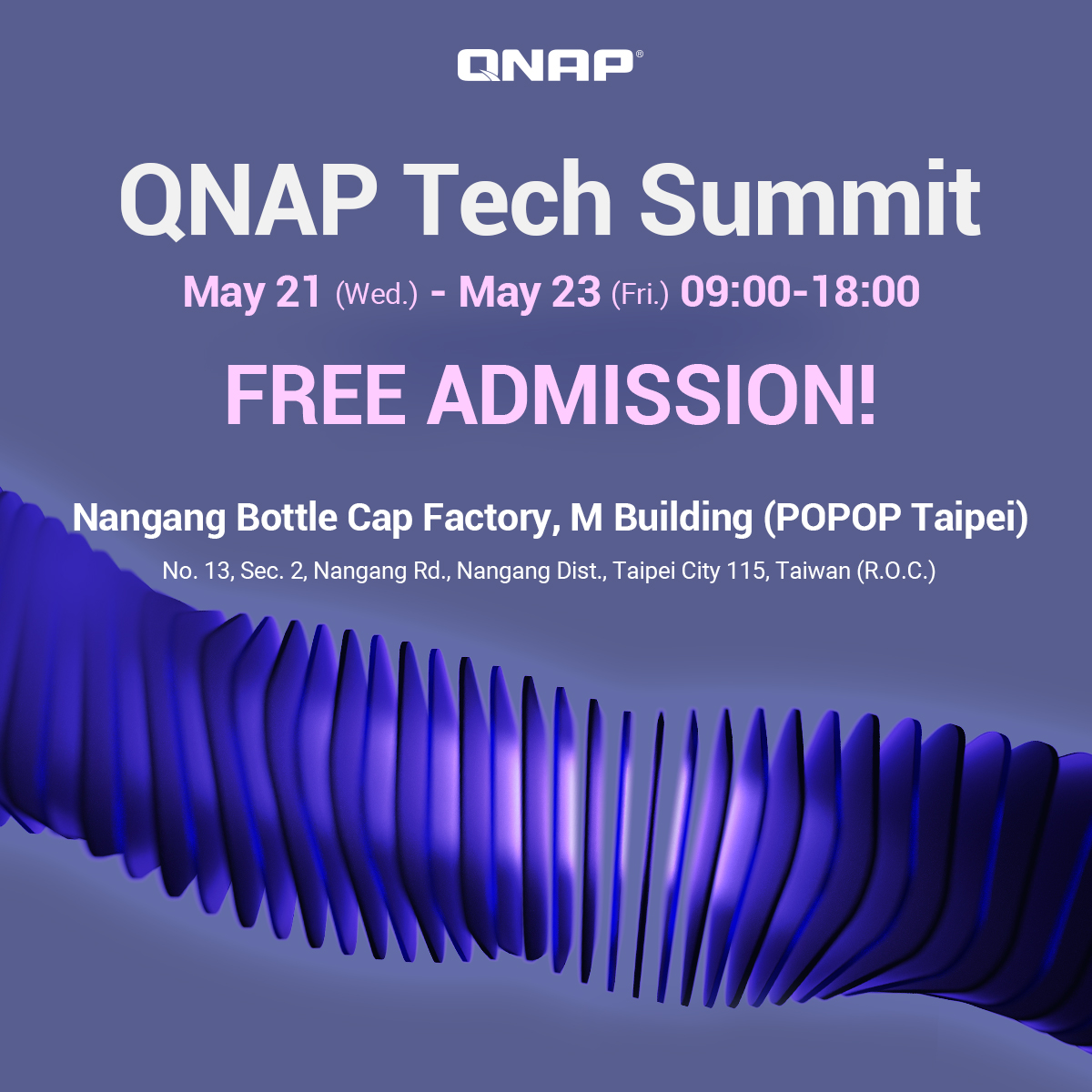 QNAP Tech Summit 2025: Định hình tương lai công nghệ lưu trữ và kết nối mạng ứng dụng AI- Ảnh 1. A blue and white text and a blue spiral AI-generated content may be incorrect.