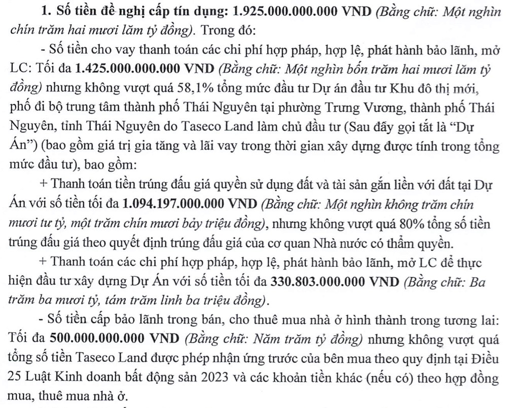 Taseco Land vay gần 2.000 tỷ đồng để phát triển dự án tại Thái Nguyên- Ảnh 1. Taseco Land vay gần 2.000 tỷ đồng để phát triển dự án tại Thái Nguyên- Ảnh 1.
