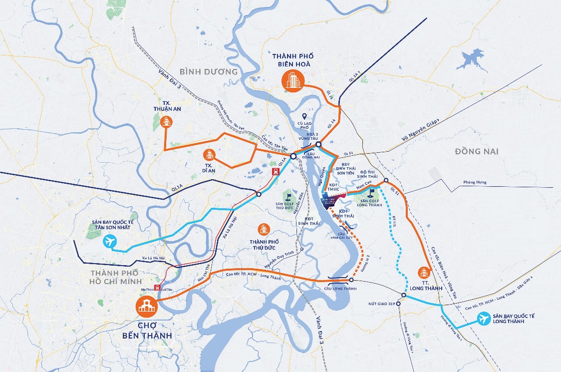 Đại đô thị tích hợp Izumi City: Nơi tổ ấm thăng hoa cùng nhịp phát triển vùng- Ảnh 4. A map of a river AI-generated content may be incorrect.