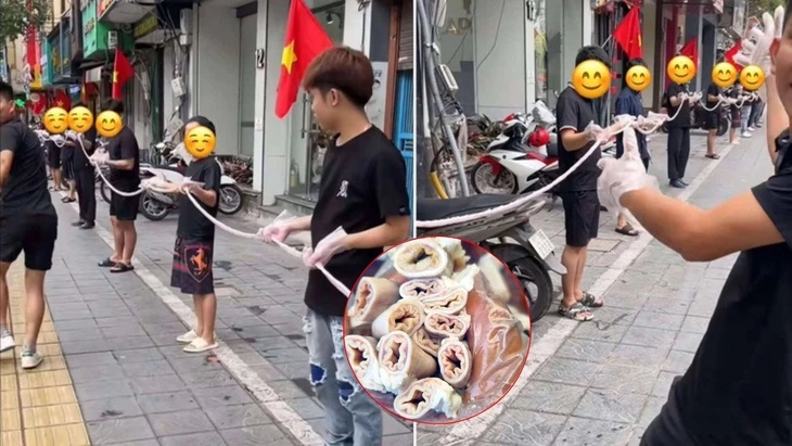 Hà Nội kiểm tra cơ sở quay clip khoe cỗ lòng se điếu dài 40m- Ảnh 1. Hà Nội kiểm tra cơ sở quay clip khoe cỗ lòng se điếu dài 40m- Ảnh 1.