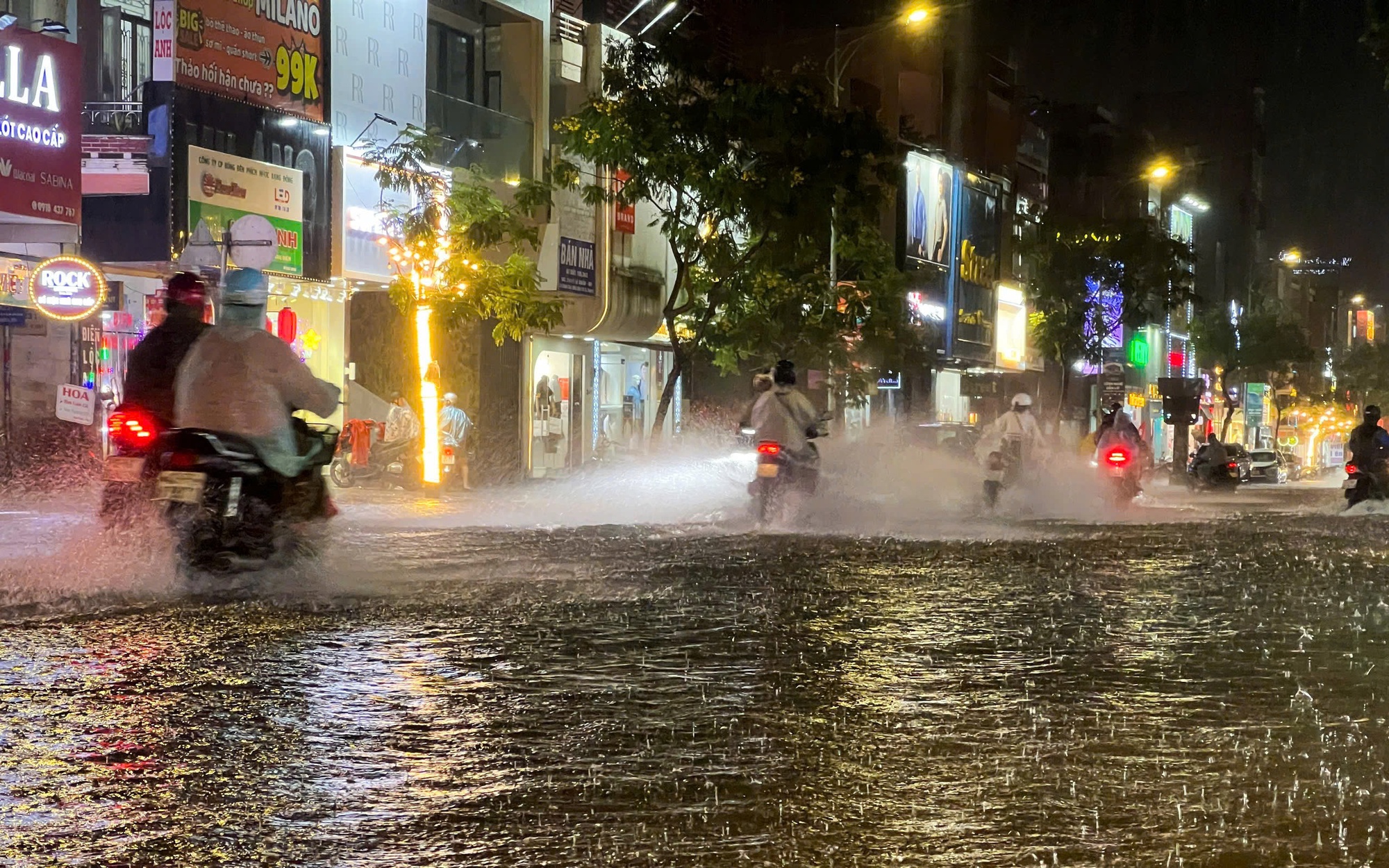 Bình Định: Ảnh hưởng của bão số 1, nhiều cây xanh ngã đổ, một phụ nữ bị thương- Ảnh 5. Mưa lớn do bão số 1, nhiều tuyến phố Đà Nẵng ngập cục bộ trong đêm