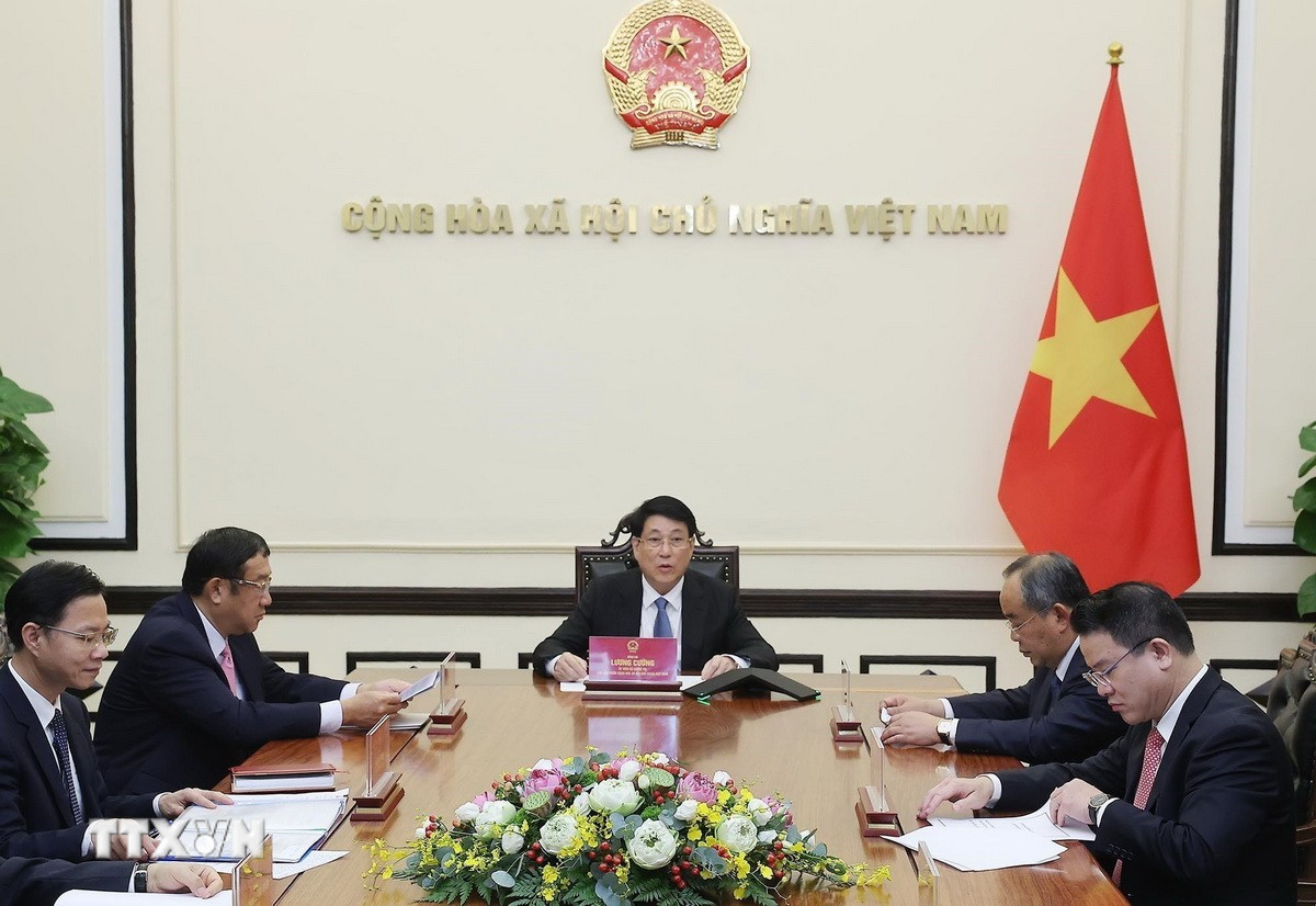 Chủ tịch nước Lương Cường điện đàm với tân Tổng thống Hàn Quốc- Ảnh 1. Chủ tịch nước Lương Cường điện đàm với tân Tổng thống Hàn Quốc- Ảnh 1.