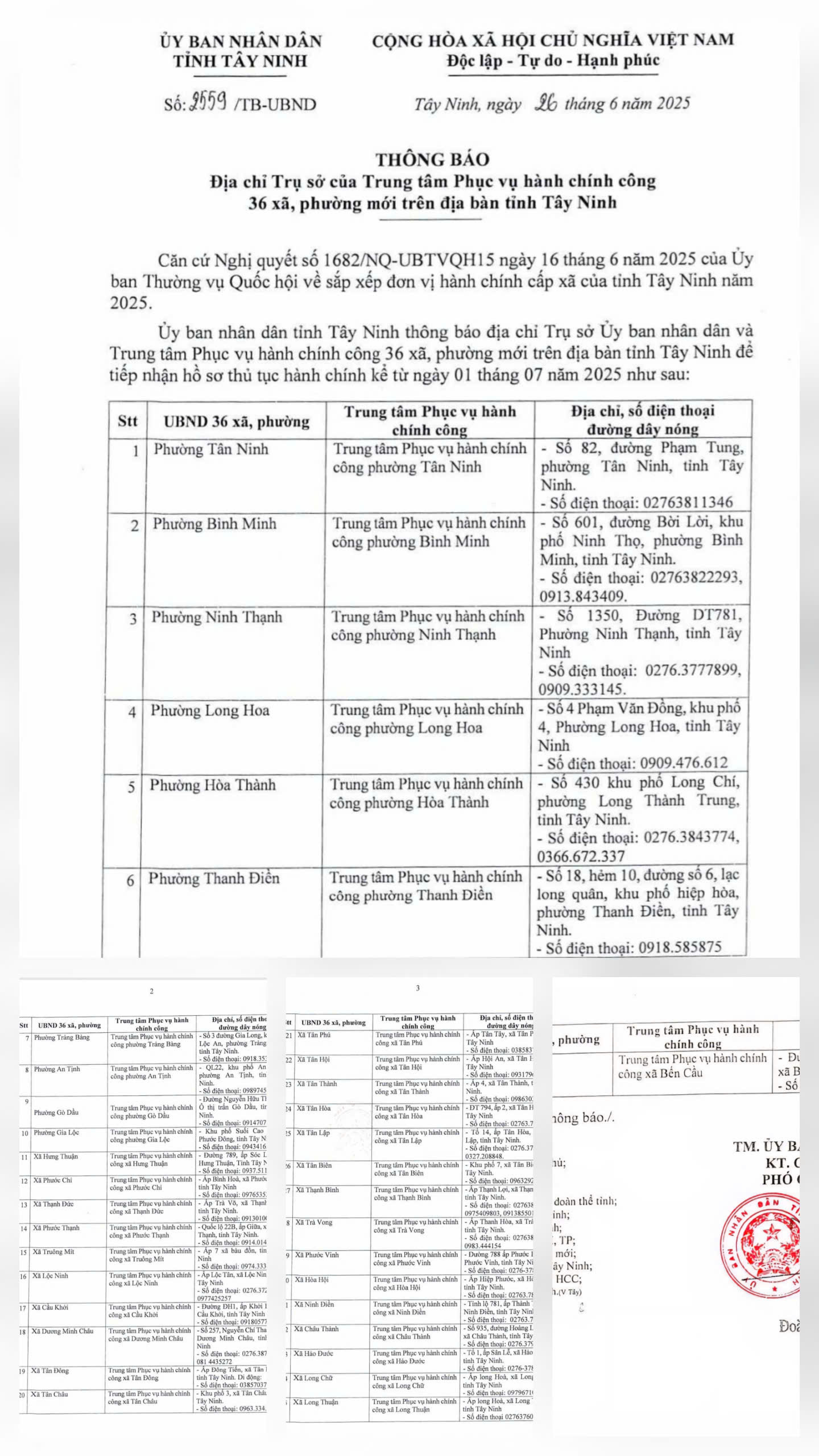 Tây Ninh công bố địa chỉ Trung tâm Hành chính công 36 xã, phường mới- Ảnh 1.