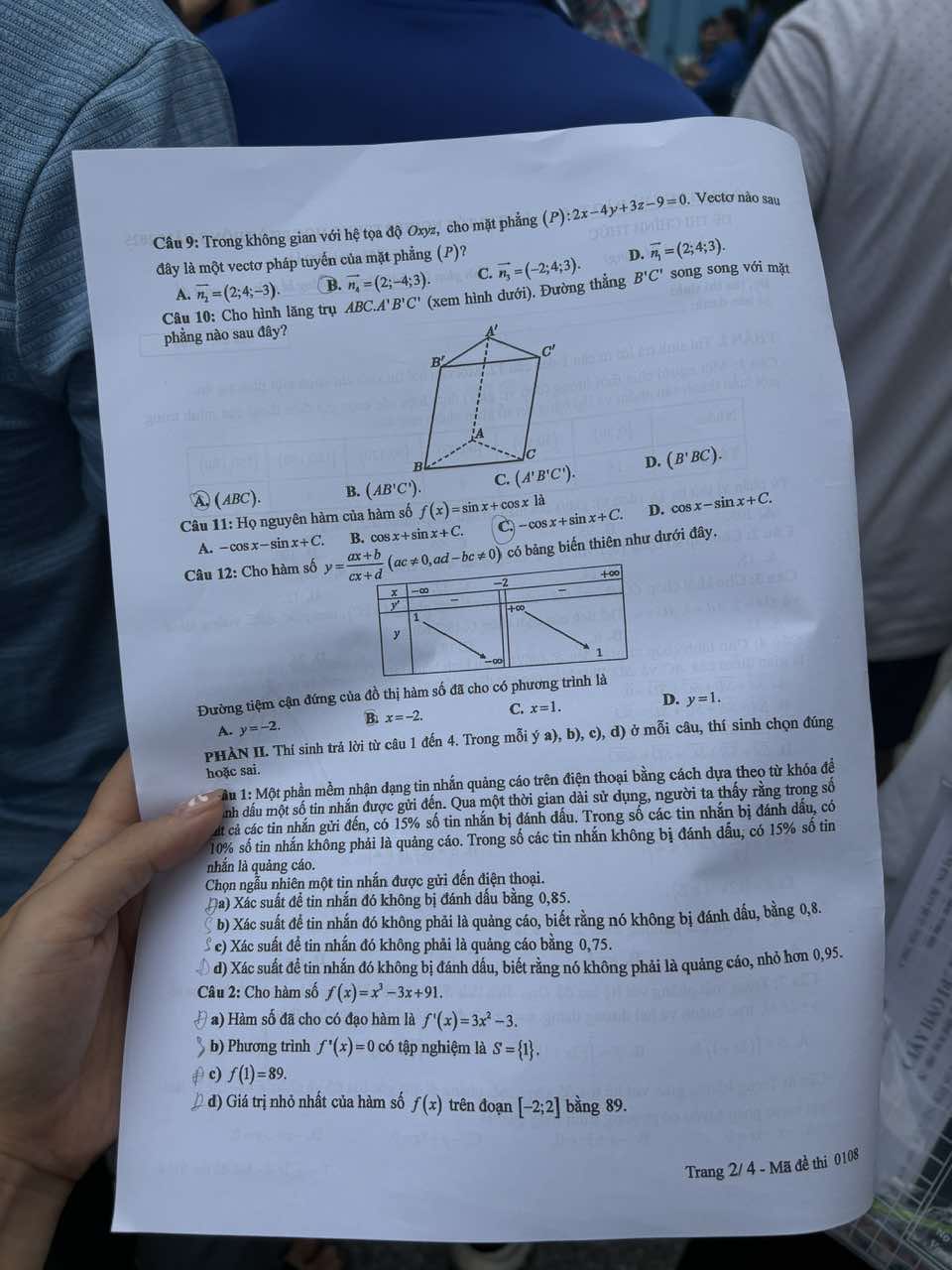 Đáp án môn Toán thi tốt nghiệp THPT 2025 mã đề 0108 nhanh nhất, đầy đủ nhất- Ảnh 2. Đáp án môn Toán thi tốt nghiệp THPT 2025 mã đề 0108 nhanh nhất, đầy đủ nhất- Ảnh 2.