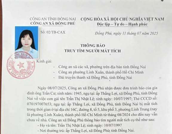 Công an truy tìm 2 cô gái trẻ mất tích ở Đồng Nai- Ảnh 1. Công an truy tìm 2 cô gái trẻ mất tích ở Đồng Nai- Ảnh 1.