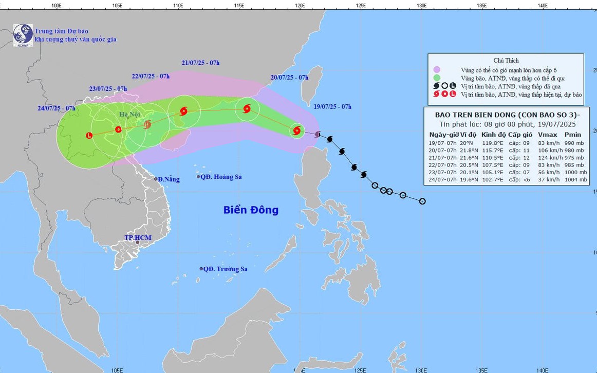 Bão Wipha mạnh lên từng giờ, cảnh báo mưa lớn diện rộng "phủ" nhiều tỉnh thành - Ảnh 2.