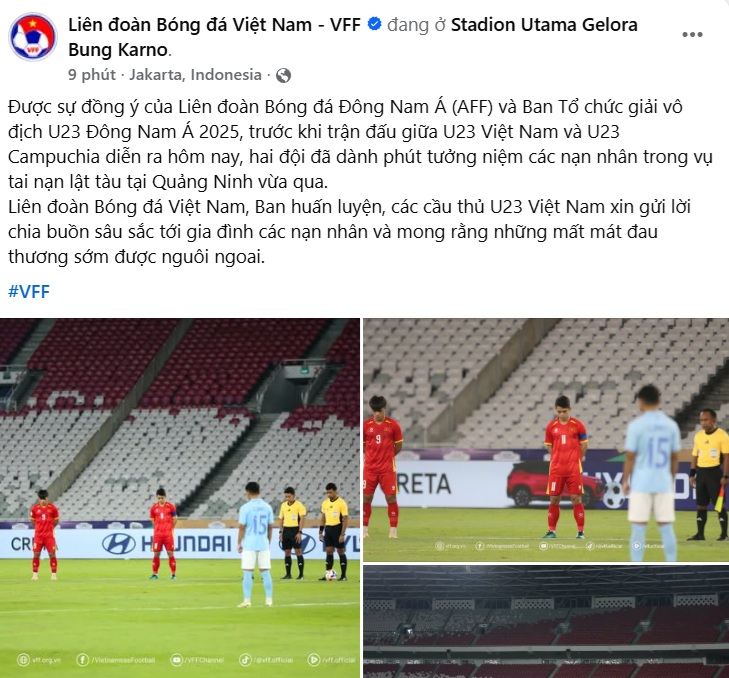 U23 Việt Nam và U23 Campuchia dành phút tưởng niệm các nạn nhân vụ lật tàu ở Quảng Ninh - Ảnh 2. U23 Việt Nam và U23 Campuchia dành phút tưởng niệm các nạn nhân vụ lật tàu ở Quảng Ninh - Ảnh 2.