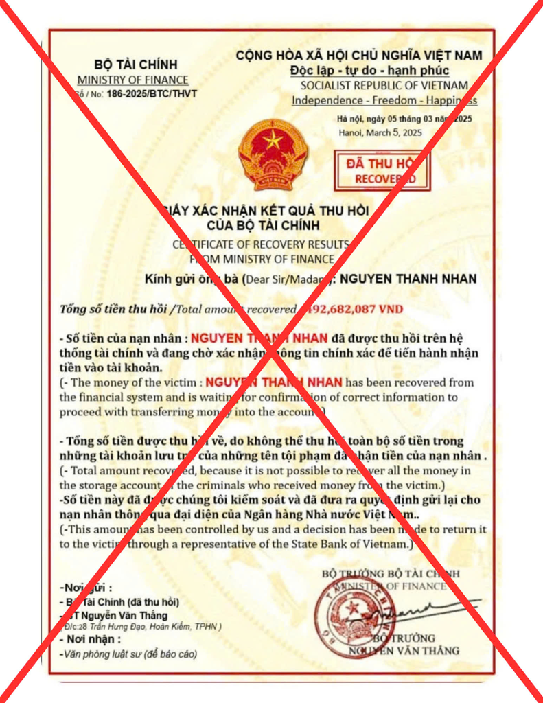 Cảnh báo sử dụng danh nghĩa Bộ Tài chính để lừa đảo- Ảnh 4. Cảnh báo sử dụng danh nghĩa Bộ Tài chính để lừa đảo- Ảnh 4.