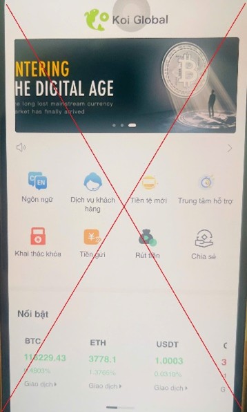 Cảnh báo lừa đảo khi tham gia đầu tư tiền ảo trên ứng dụng Koi Global- Ảnh 1. Cảnh báo lừa đảo khi tham gia đầu tư tiền ảo trên ứng dụng Koi Global- Ảnh 1.
