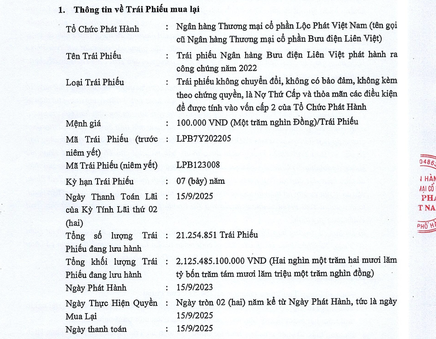 LPBank dự chi hơn 2.100 tỷ đồng mua lại trái phiếu trước hạn - Ảnh 1.