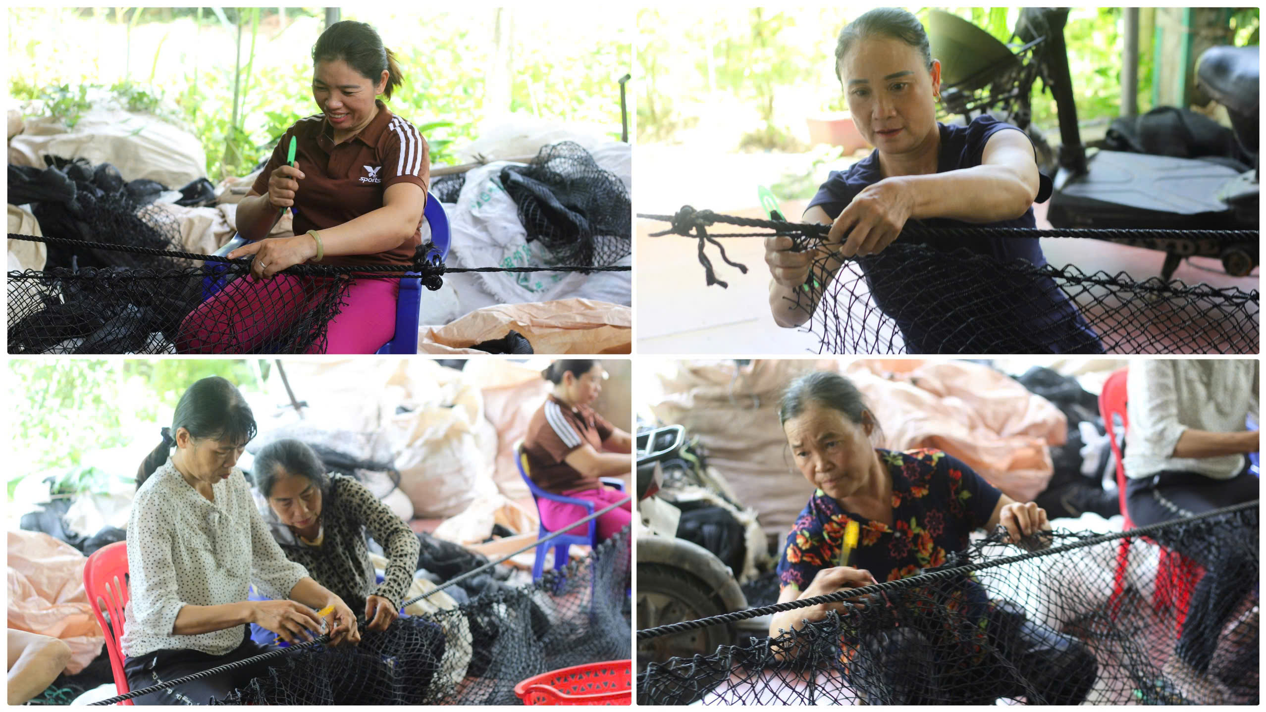 Những người phụ nữ trung niên tỉ mẫn với nghề đan lưới lồng- Ảnh 5. Những người phụ nữ trung niên tỉ mẫn với nghề đan lưới lồng- Ảnh 5.