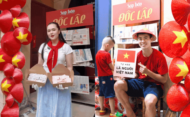 Vợ chồng tuyển thủ Duy Mạnh tiếp tục phát 700 cây kem, bánh mì cho bà con đi xem A80- Ảnh 2. Vợ chồng tuyển thủ Duy Mạnh tiếp tục phát 700 cây kem, bánh mì cho bà con đi xem A80- Ảnh 2.