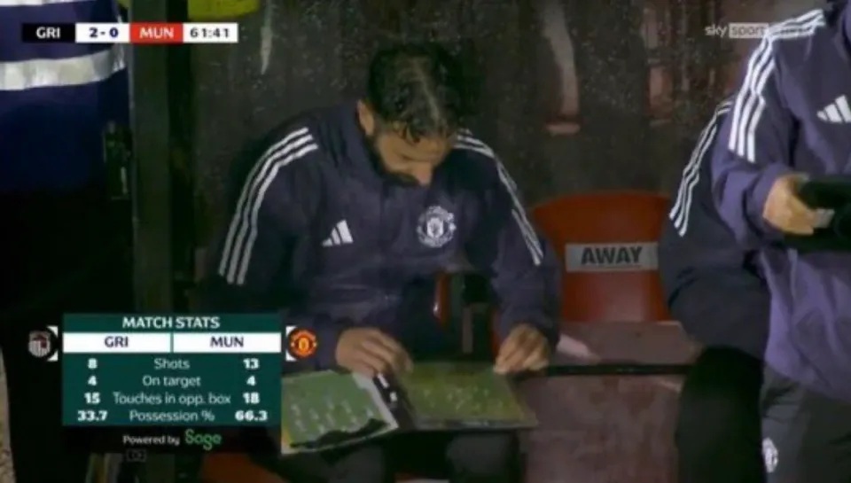 Amorim bị chỉ trích vì loay hoay sử dụng bảng chiến thuật trong. (Nguồn: Sky Sports) Amorim bị chỉ trích vì loay hoay sử dụng bảng chiến thuật trong. (Nguồn: Sky Sports)