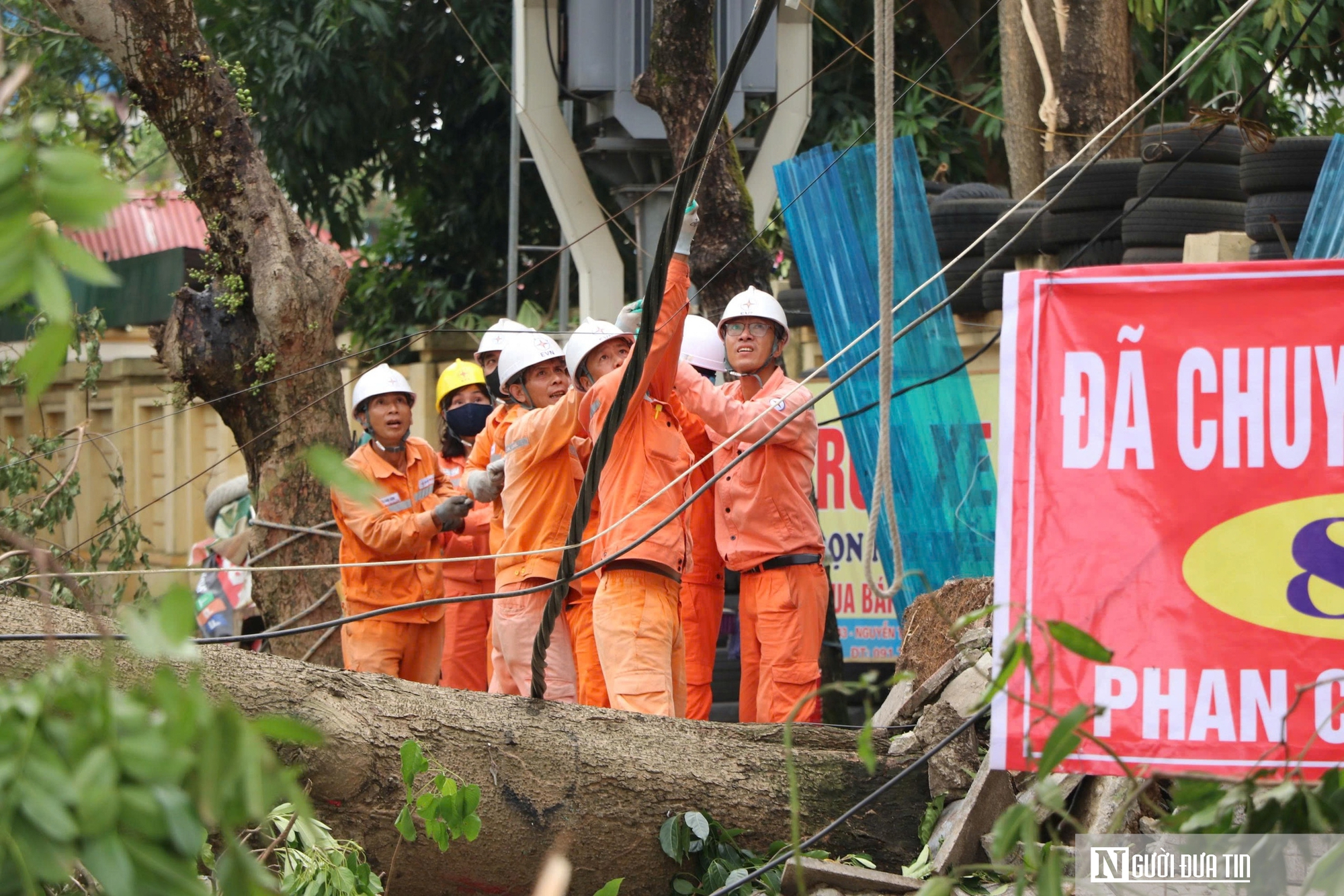Những người thợ áo cam căng mình dựng lại điện sau cơn bão số 5- Ảnh 12. Những người thợ áo cam căng mình dựng lại điện sau cơn bão số 5- Ảnh 12.