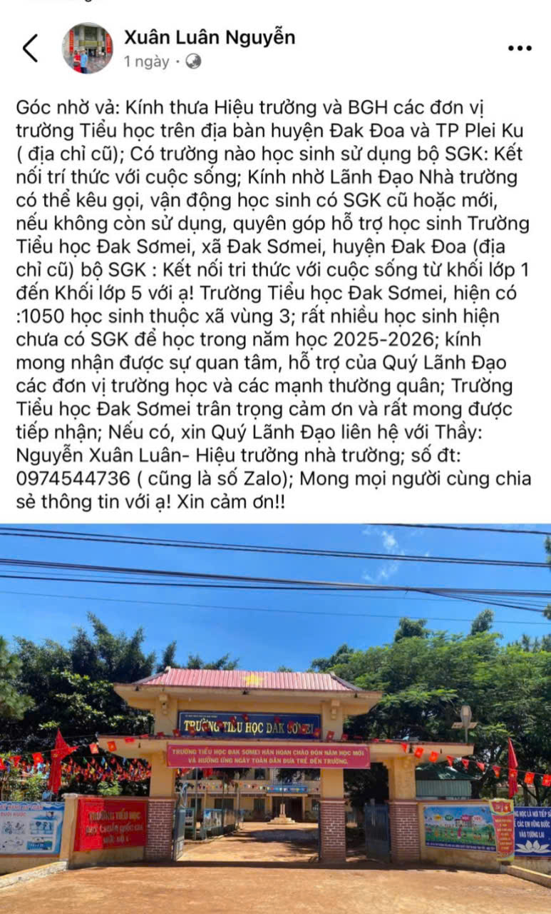 Gia Lai: Một trường học thiếu 60% sách giáo khoa, thầy hiệu trưởng kêu gọi hỗ trợ- Ảnh 2.