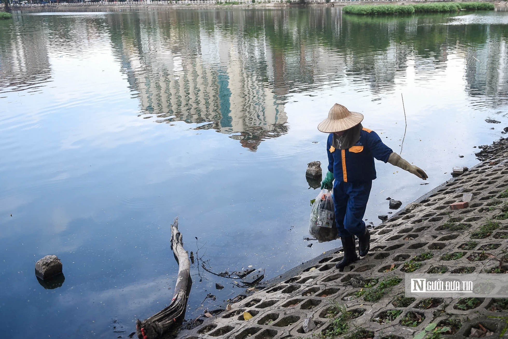 Hà Nội: Công nhân tất bật thu gom cá chết ở hồ Trúc Bạch- Ảnh 8. Hà Nội: Công nhân tất bật thu gom cá chết ở hồ Trúc Bạch- Ảnh 8.
