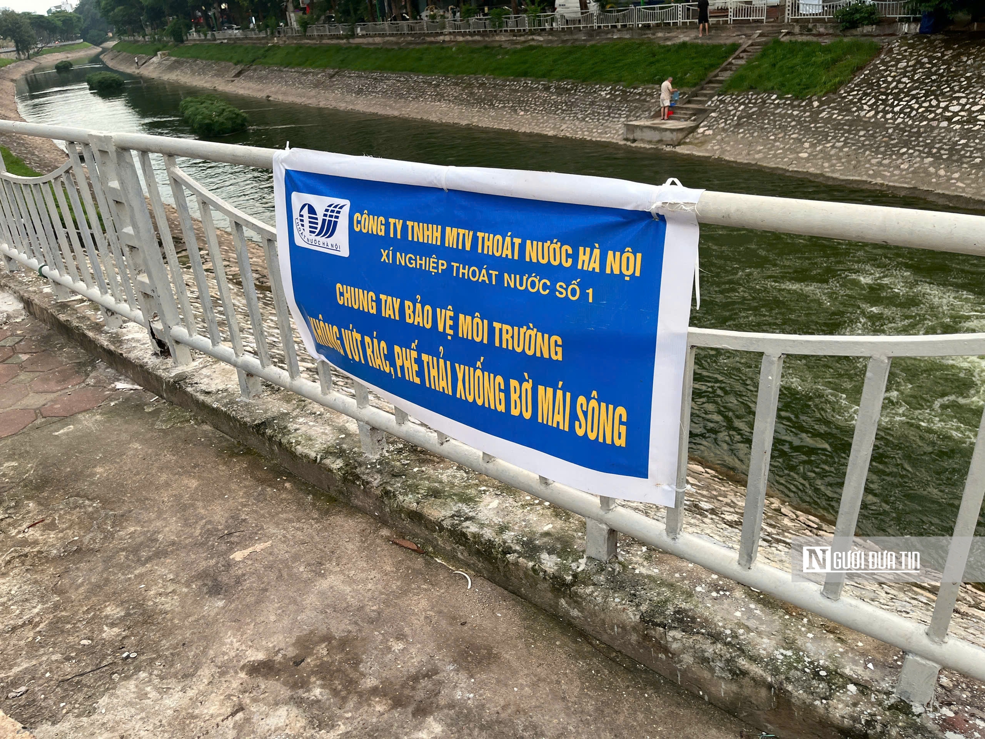 Hà Nội: Sông Tô Lịch đổi màu xanh lạ, hút người dân ra câu cá - Ảnh 9.