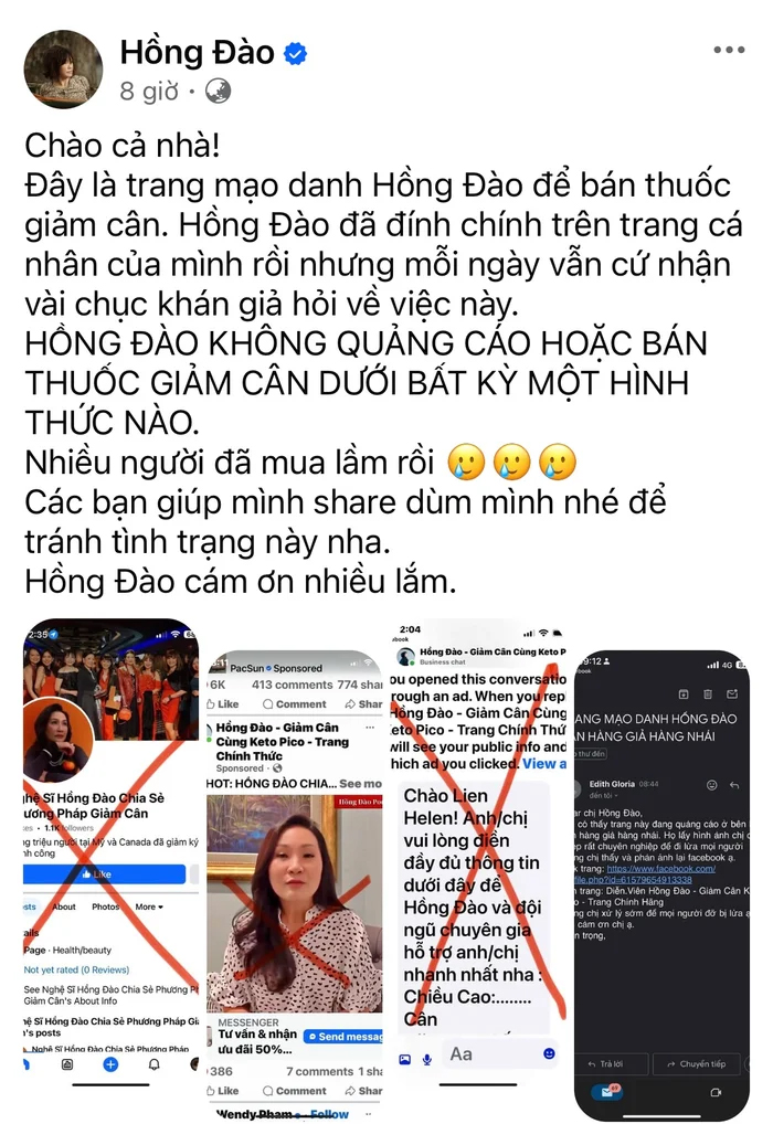 Nghệ sĩ Hồng Đào lên tiếng về việc bị mạo danh- Ảnh 2. Nghệ sĩ Hồng Đào lên tiếng về việc bị mạo danh- Ảnh 2.