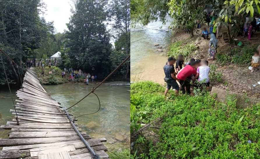 Sập cầu treo, 50 khách dự đám cưới rơi xuống sông - Ảnh 1.