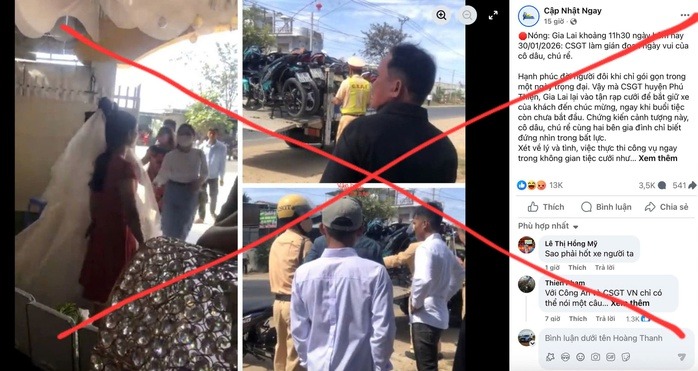 Thông tin CSGT "vào tận đám cưới bắt xe vi phạm" là sai sự thật - Ảnh 1.