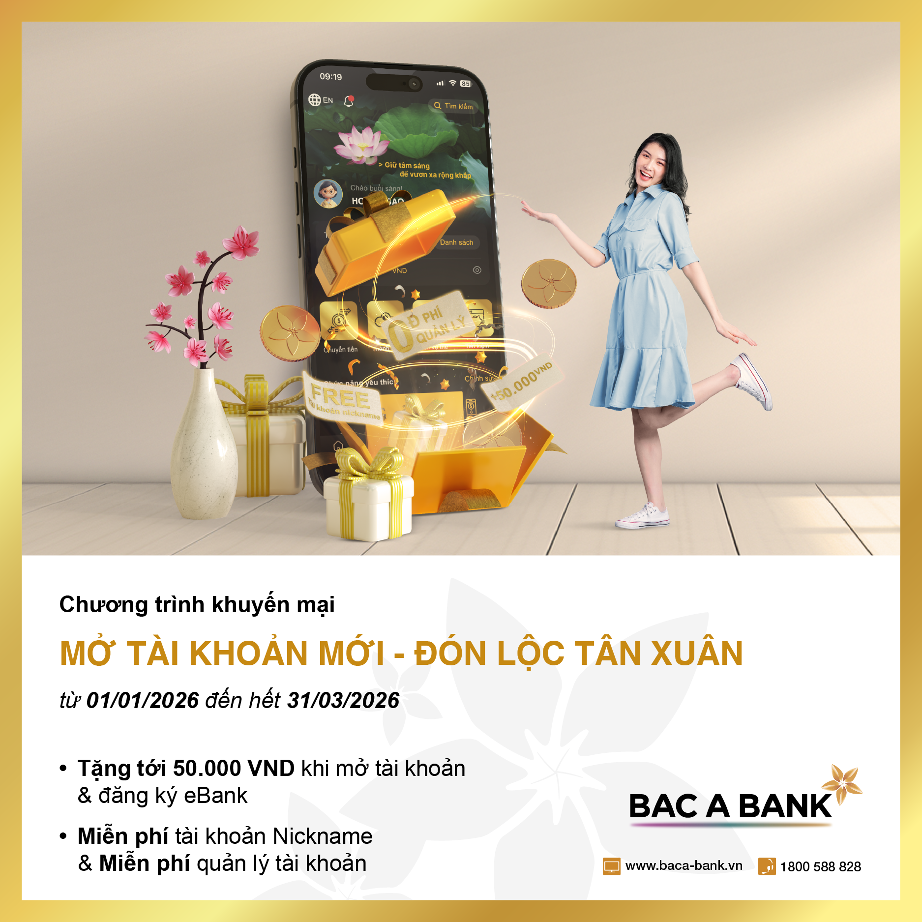 Chào năm 2026, cơ hội nhận lì xì mừng tài khoản mới từ BAC A BANK  - Ảnh 1.