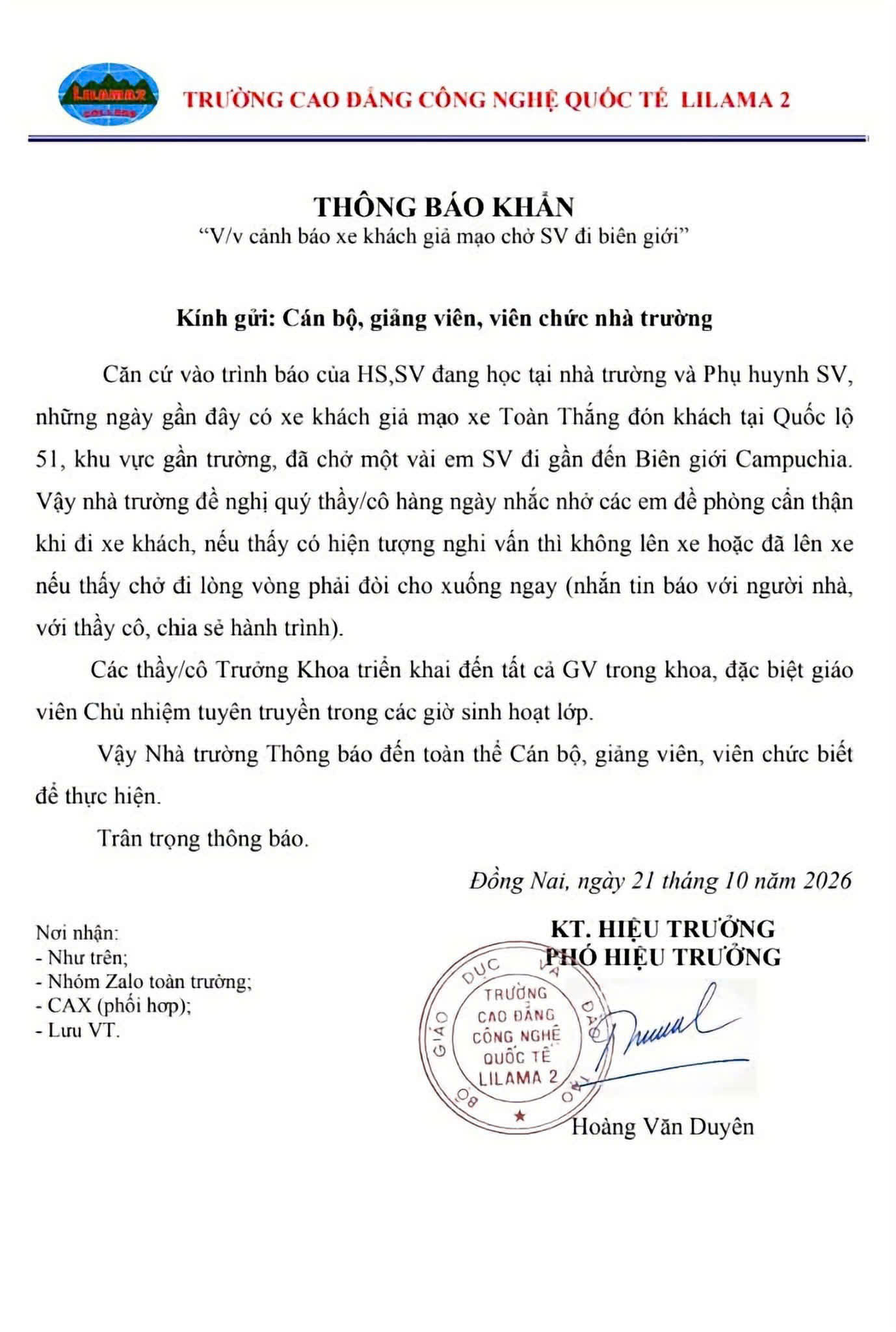 Cảnh báo khẩn, một sinh viên ở Đồng Nai bắt xe về quê bị 