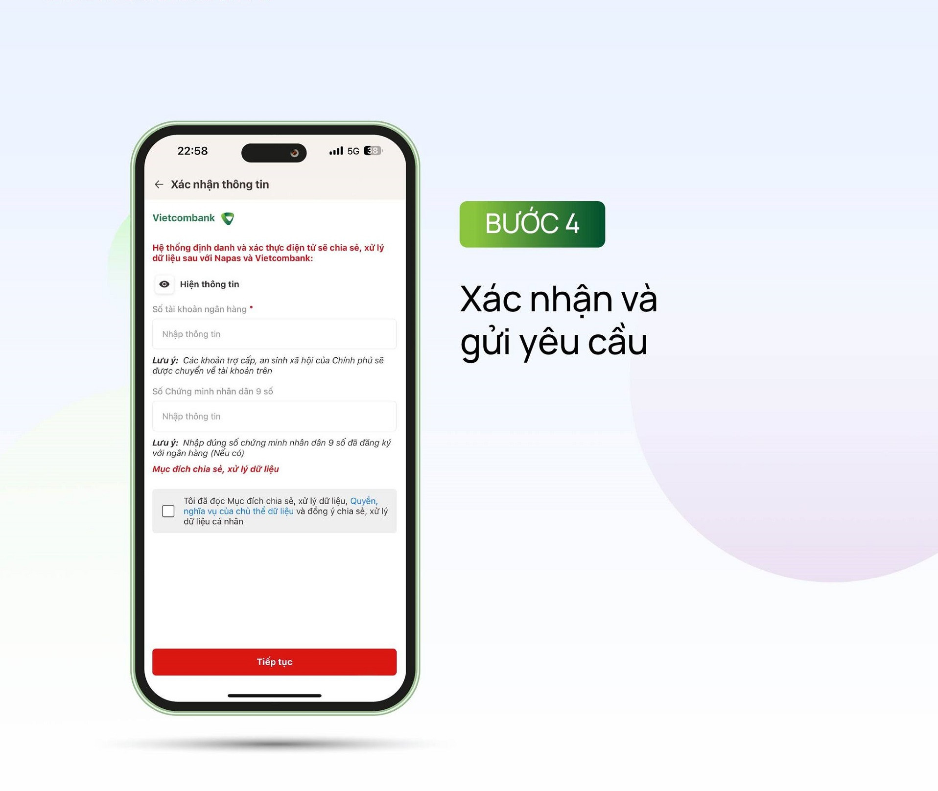C&aacute;ch li&ecirc;n kết t&agrave;i khoản ng&acirc;n h&agrave;ng với t&agrave;i khoản VNeID để tr&aacute;nh kh&ocirc;ng bị kh&oacute;a- Ảnh 4.