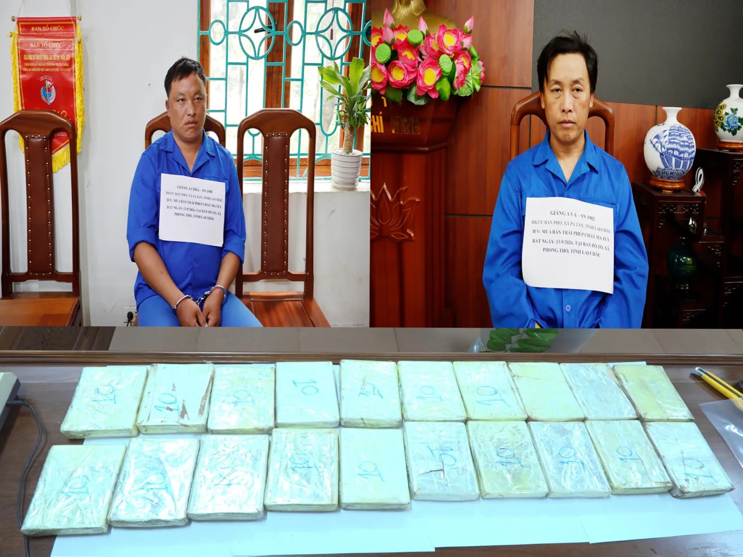 Bắt quả tang 2 người đàn ông mua bán trái phép 20 bánh heroin - Ảnh 1.