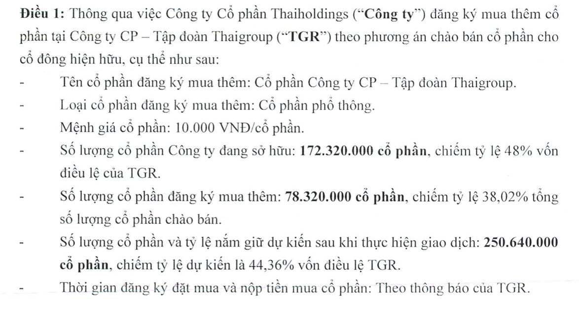 Thaiholdings đăng ký mua thêm 78,32 triệu cổ phần Thaigroup - Ảnh 1.
