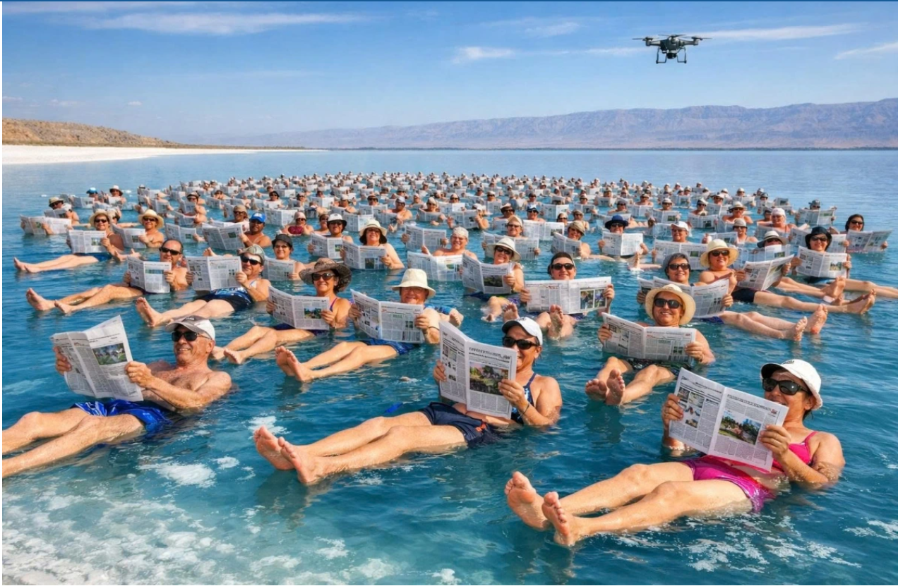Cả nghìn người cùng "nằm nổi" trên hồ nước mặn, phá vỡ kỷ lục Guinness thế giới - Ảnh 2.