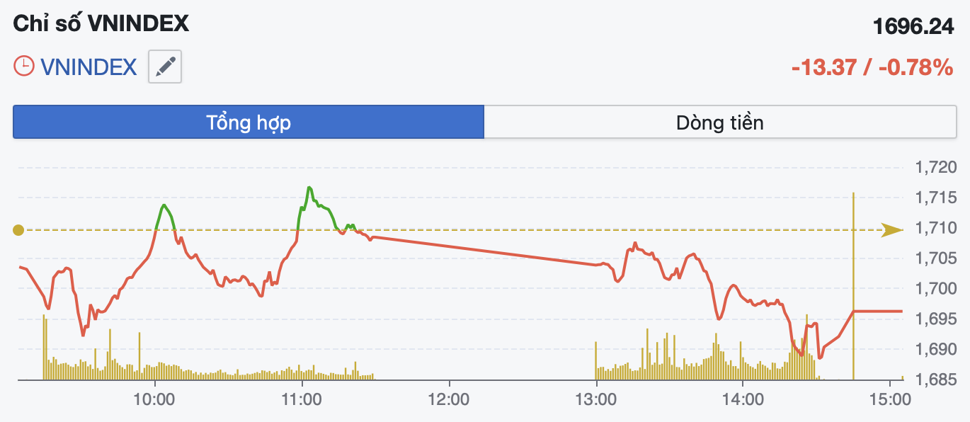 Áp lực bán lan rộng, VN-Index lùi về dưới 1.700 điểm trong phiên cuối tuần - Ảnh 1.