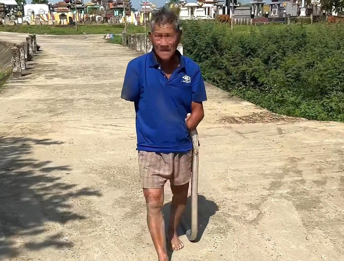 Bị rắn cắn, cụ ông 79 tuổi mang cả con rắn 