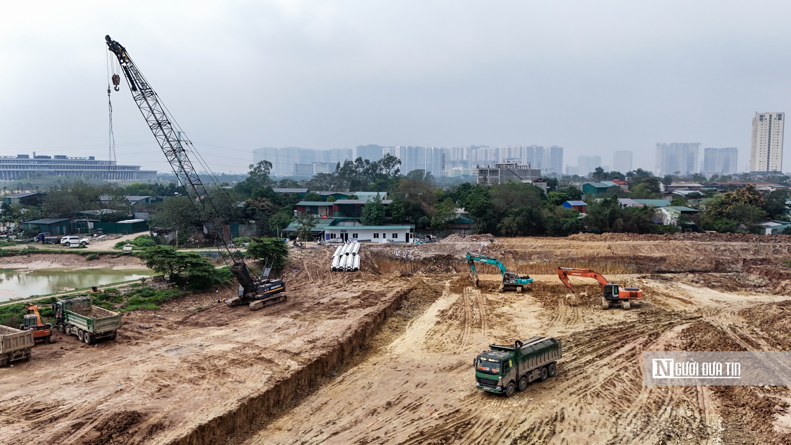 Bên trong đại công trường thi công hồ điều hoà rộng hơn 36ha ở Hà Nội- Ảnh 8. Bên trong đại công trường thi công hồ điều hoà rộng hơn 36ha ở Hà Nội- Ảnh 8.