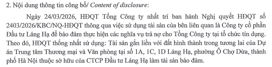 Kinh Bắc thế chấp dự án “đất vàng” Láng Hạ sau khi thâu tóm- Ảnh 1. Kinh Bắc thế chấp dự án “đất vàng” Láng Hạ sau khi thâu tóm- Ảnh 1.