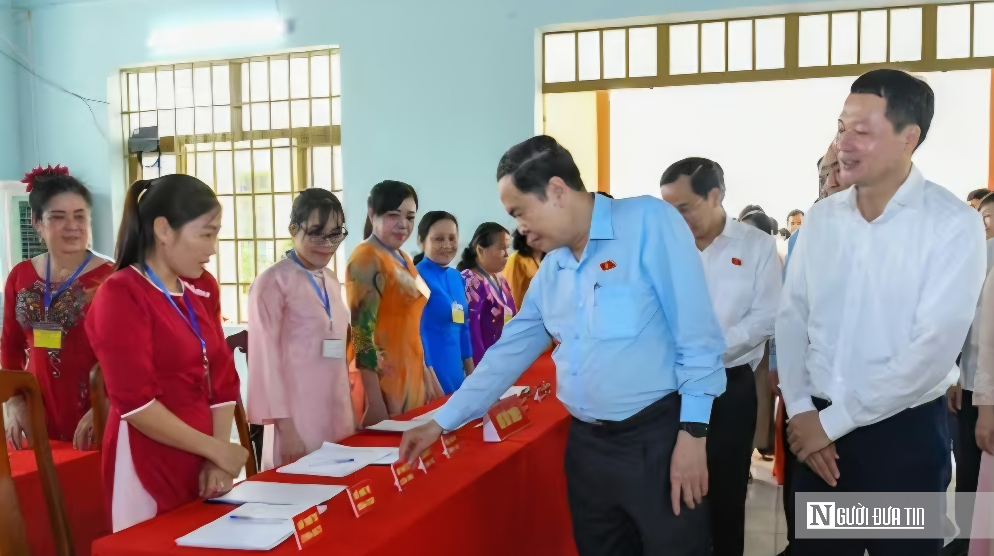 Chủ tịch Quốc hội Trần Thanh Mẫn kiểm tra c&ocirc;ng t&aacute;c chuẩn bị bầu cử tại Đồng Nai- Ảnh 1.