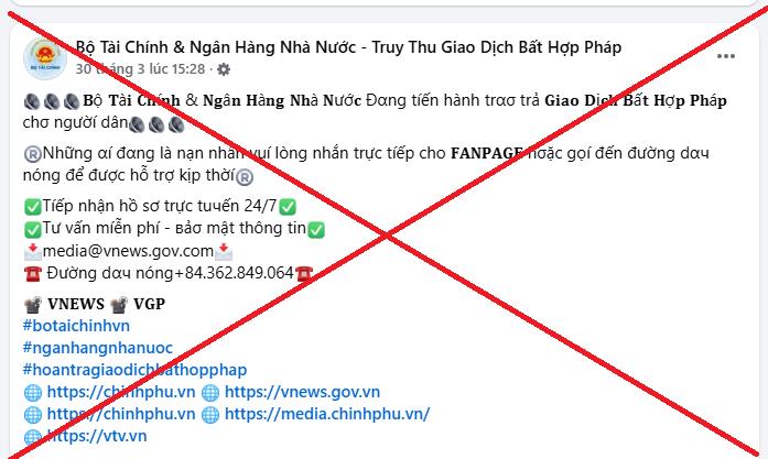 Cảnh báo thủ đoạn giả mạo trang facebook Bộ Tài chính để lừa đảo- Ảnh 1.
