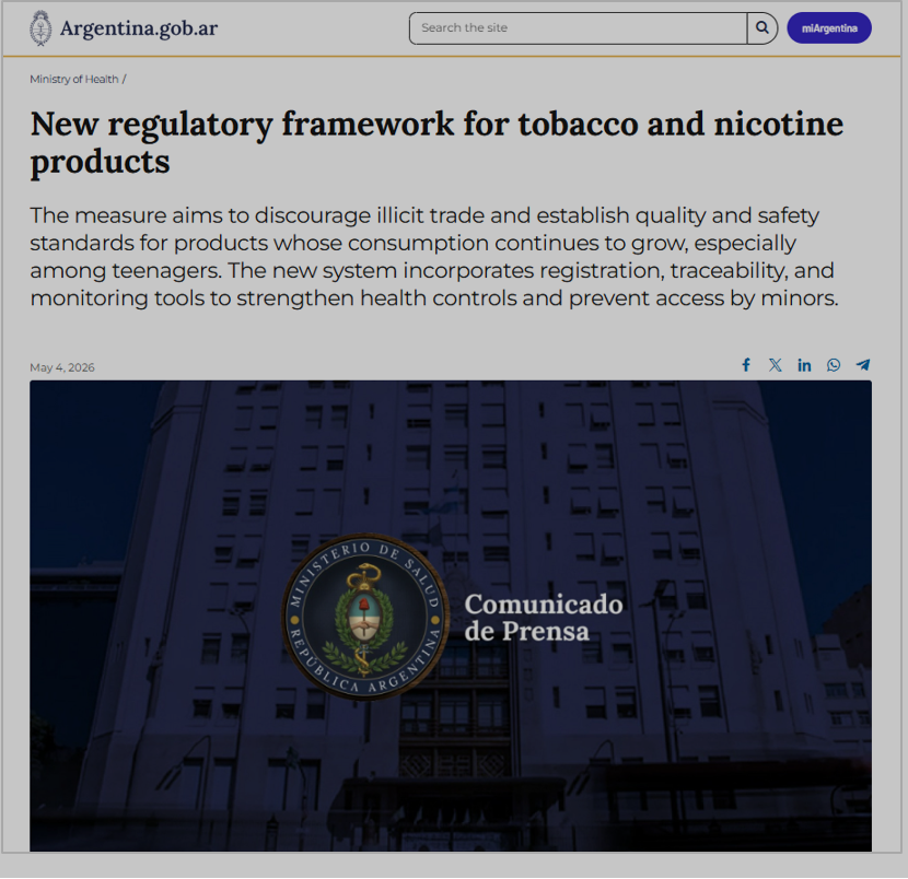 Argentina áp dụng mô hình kiểm soát thuốc lá tương tự FDA - Ảnh 1.
