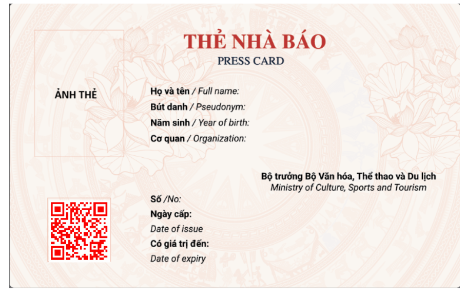 Bộ Văn hóa, Thể thao và Du lịch công bố mẫu thẻ nhà báo 2026- Ảnh 2.
