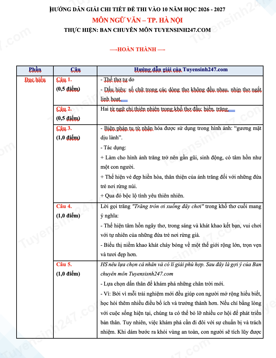 Đề thi và đáp án môn Ngữ Văn vào lớp 10 Hà Nội - Ảnh 3.