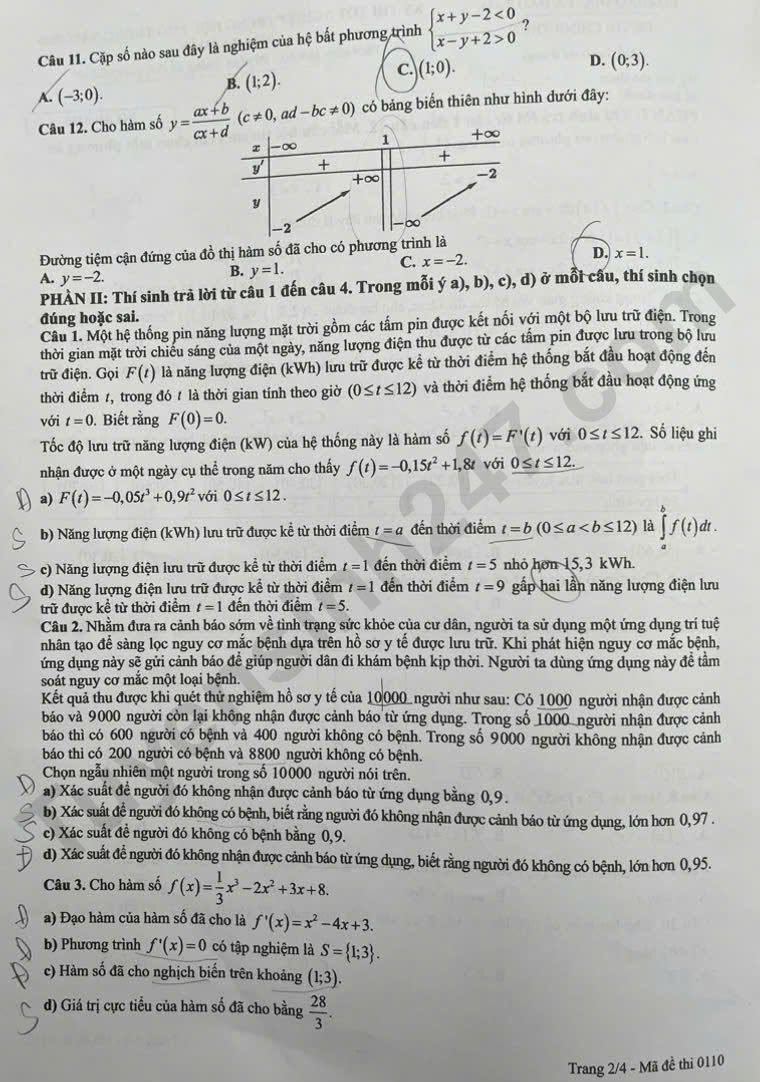 Đáp án môn Toán thi tốt nghiệp THPT 2026 nhanh nhất, đầy đủ nhất mã đề 0110 - Ảnh 2.