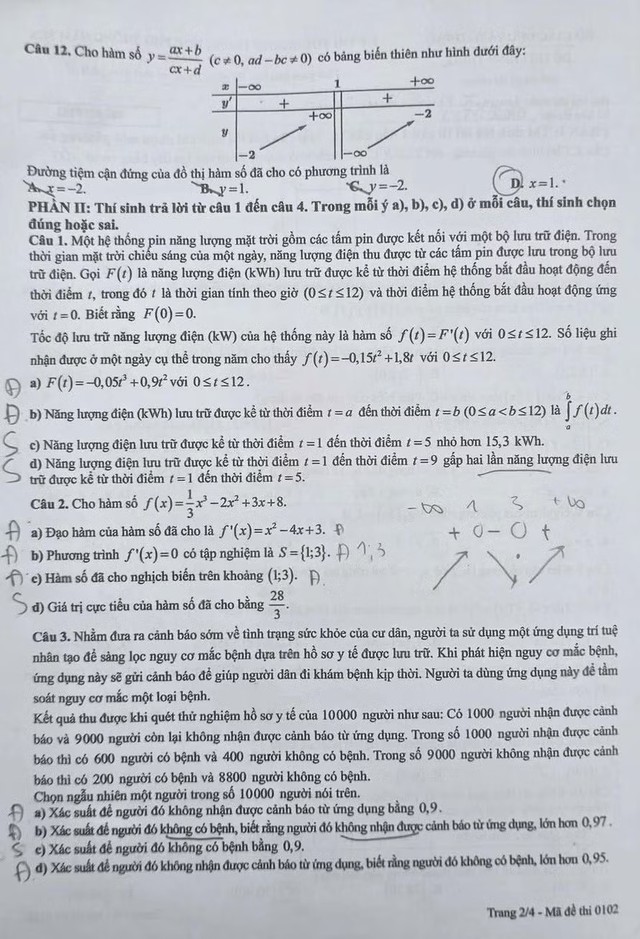 Đ&aacute;p &aacute;n m&ocirc;n To&aacute;n thi tốt nghiệp THPT 2026 nhanh nhất, đầy đủ nhất m&atilde; 0102 - Ảnh 2.