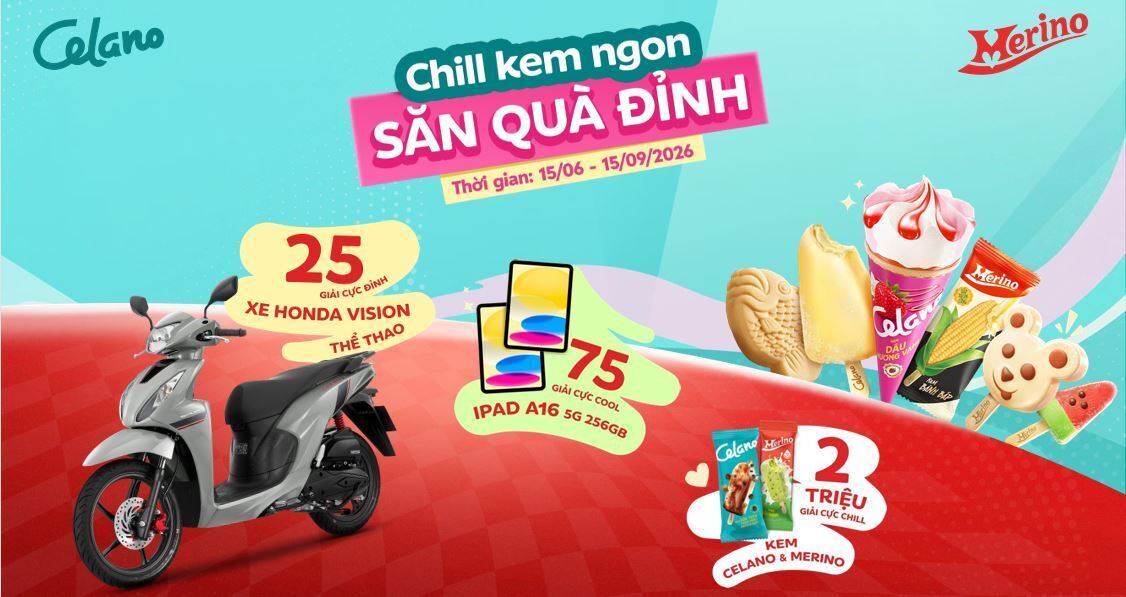 Săn Honda Vision và iPad cùng Celano & Merino hè 2026- Ảnh 1. Săn Honda Vision và iPad cùng Celano & Merino hè 2026- Ảnh 1.