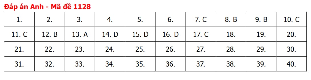 Đáp án môn tiếng Anh thi tốt nghiệp THPT 2026 mã đề 1128 nhanh nhất, đầy đủ nhất - Ảnh 5.