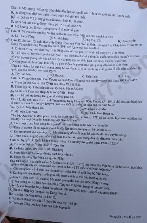 Đáp án môn Lịch sử thi tốt nghiệp THPT 2026 mã đề 0802 nhanh nhất, đầy đủ nhất - Ảnh 2.